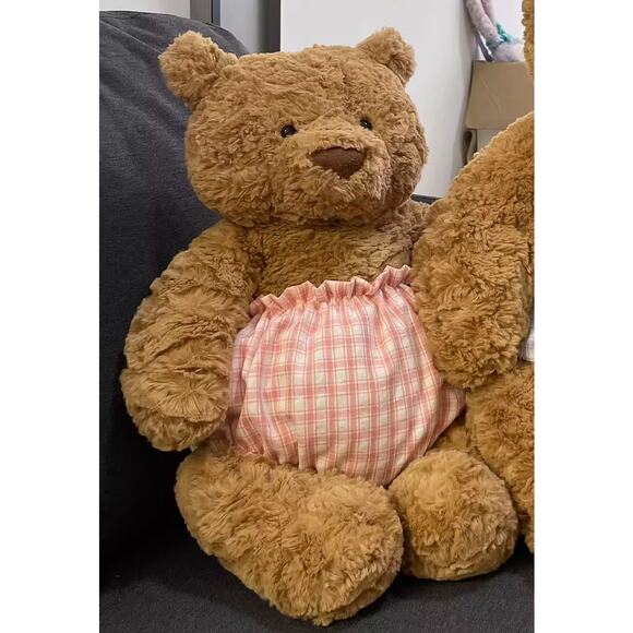 Bartholomew bear cute custom clothes outfits - pink plaid pull-ups (Tiny) - Picture 1 of 2